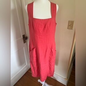 Masano New York Linen Coral Pink Sleeveless Dress with Pockets size 10